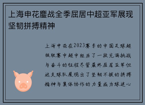 上海申花鏖战全季屈居中超亚军展现坚韧拼搏精神 上海申花鏖战全季屈居中超亚军展现坚韧拼搏精神